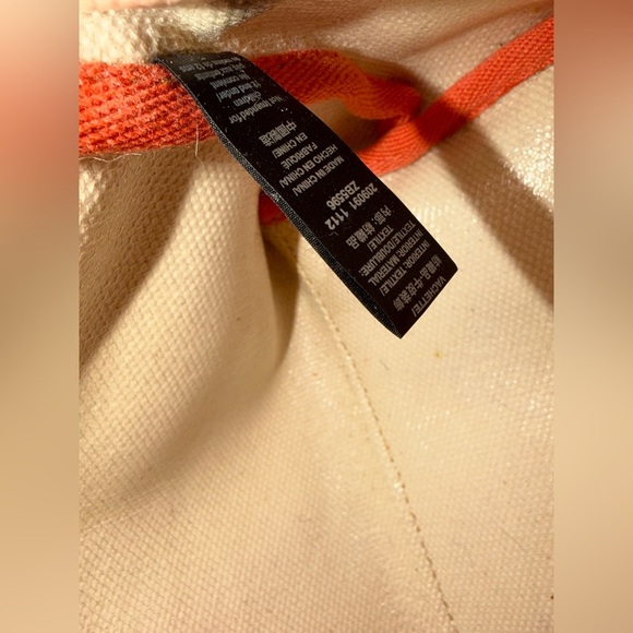 Fossil Austin Shopper Tote Bag in Coral Canvas with Leather Straps & Key Detail - Picture 16 of 17